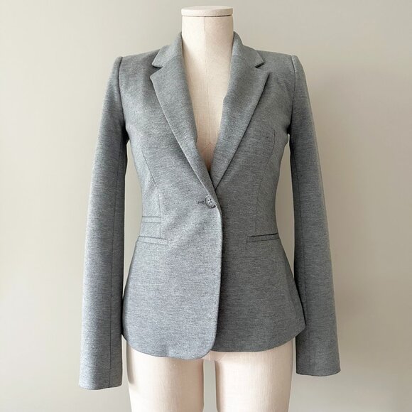 Grey Blazer Jacket Womens Size XS Casual Long Sleeve Jersey Knit - Picture 1 of 9